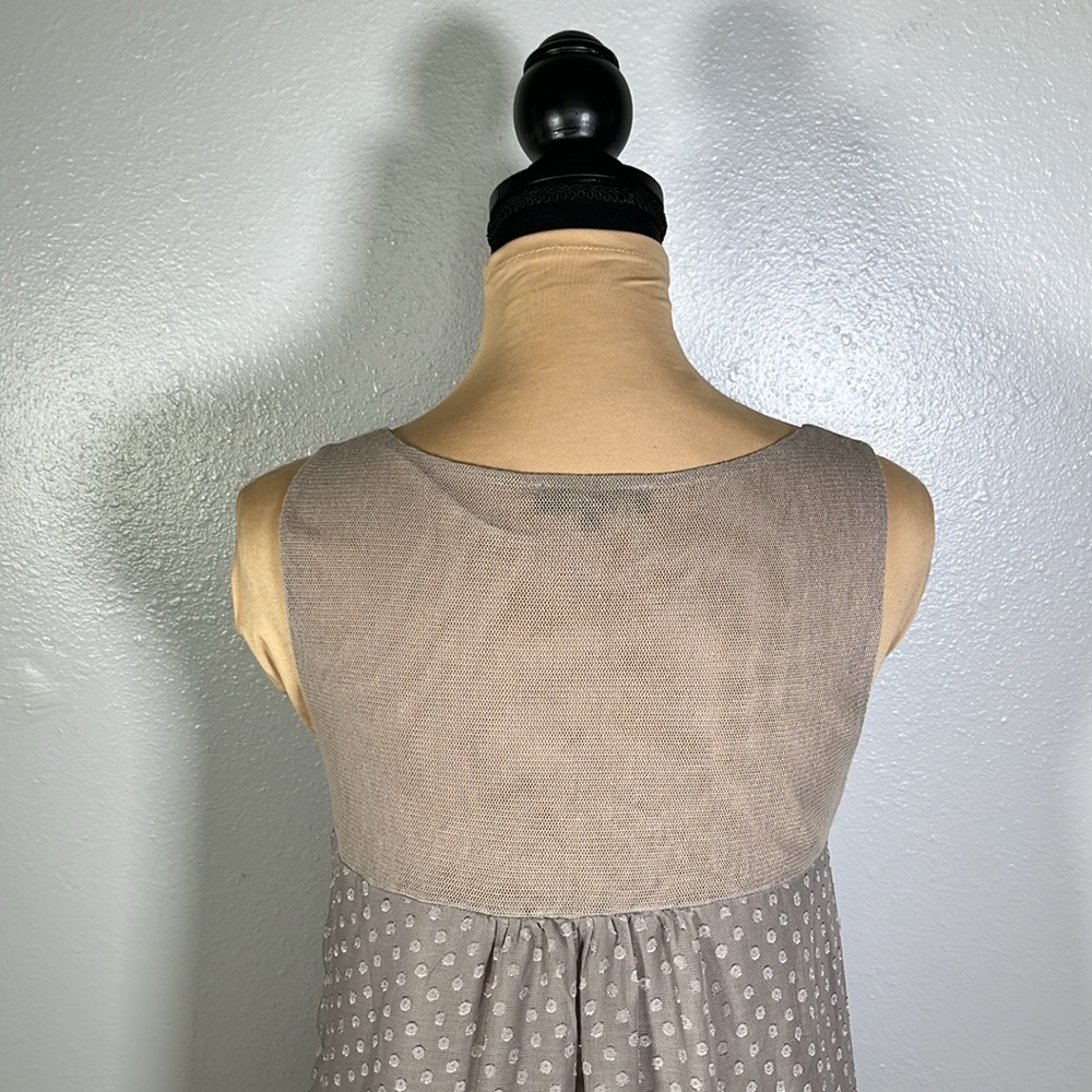Gray rosette tiered ruffle mesh mini dress M fairycore coquette brunch soft girl - Picture 9 of 16